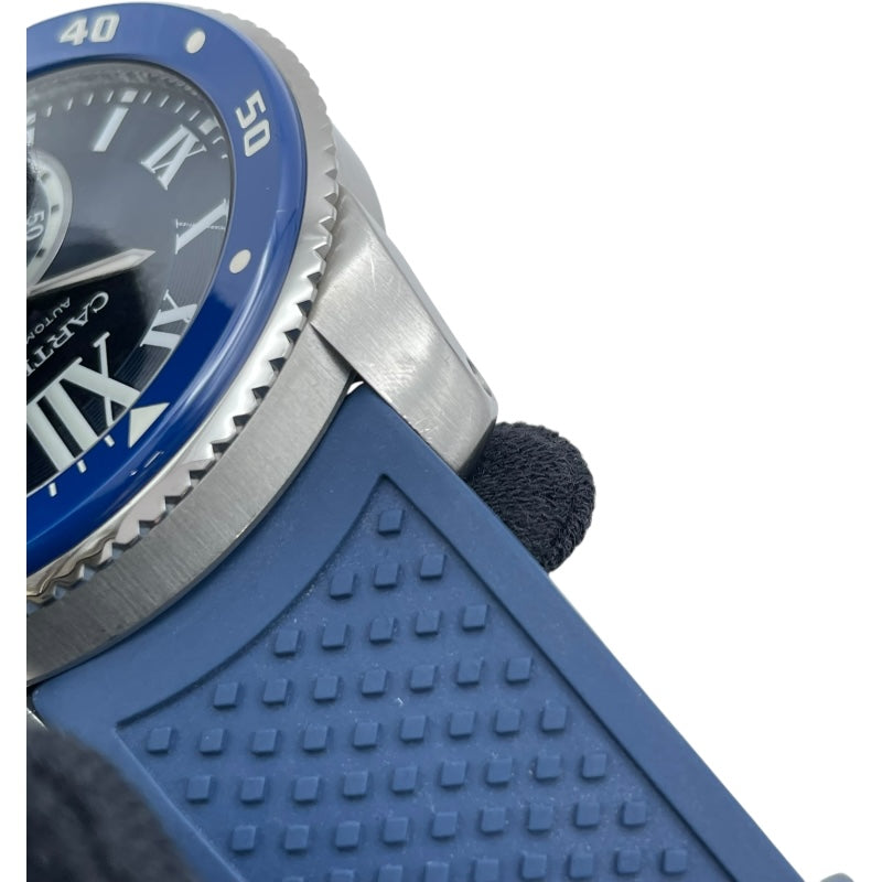 カルティエ Cartier カリブルドゥカルティエ ダイバー WSCA0010 ブルー SS/ラバーベルト 自動巻き メンズ 腕時計
