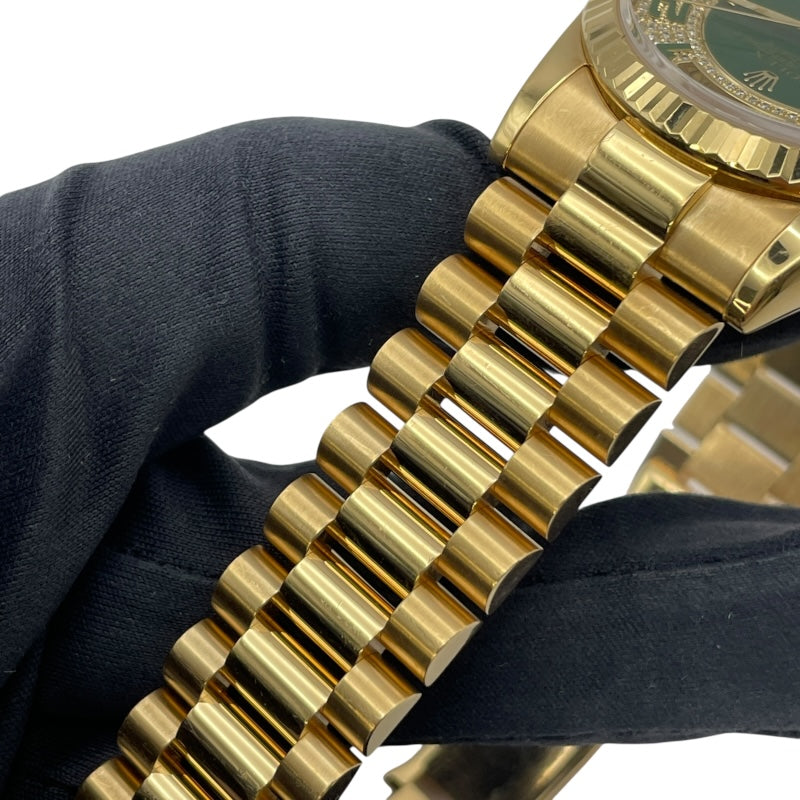 ロレックス ROLEX デイデイト36 パヴェダイヤ 50周年記念限定モデル 118238 グリーン K18YG 自動巻き メンズ 腕時計