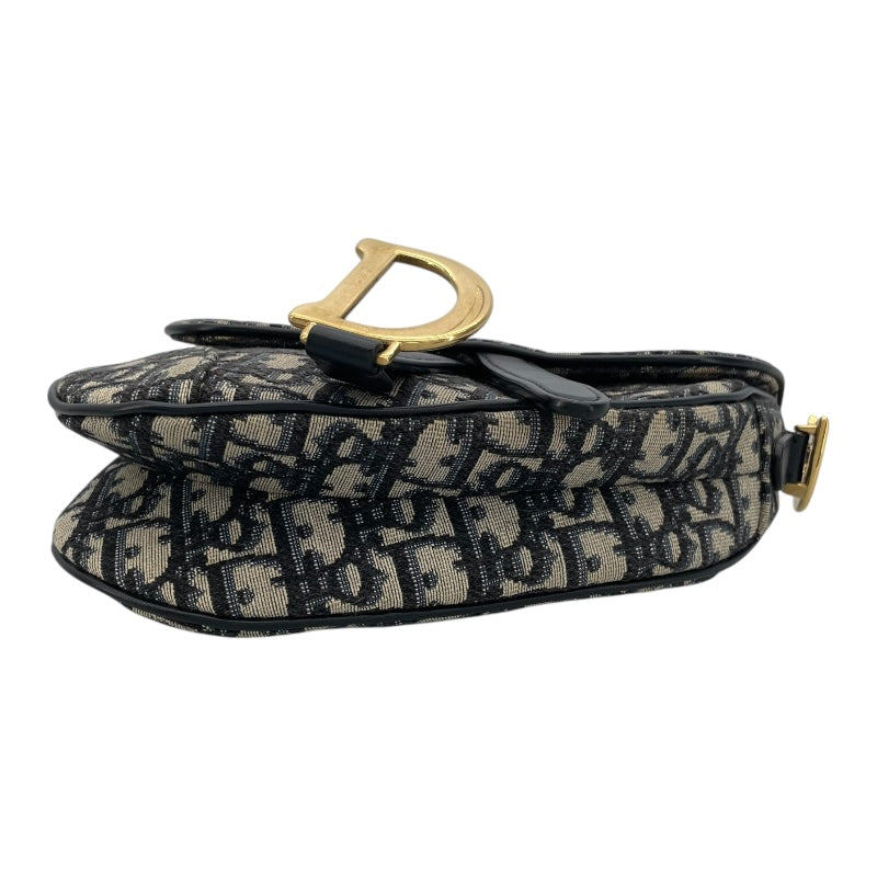 クリスチャン・ディオール Christian Dior ミニサドルバッグ ネイビー GD金具 キャンバス レディース ハンドバッグ