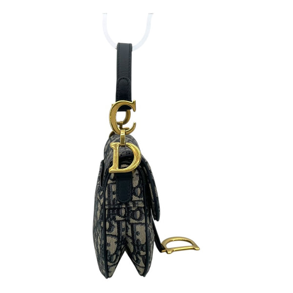 クリスチャン・ディオール Christian Dior ミニサドルバッグ ネイビー GD金具 キャンバス レディース ハンドバッグ