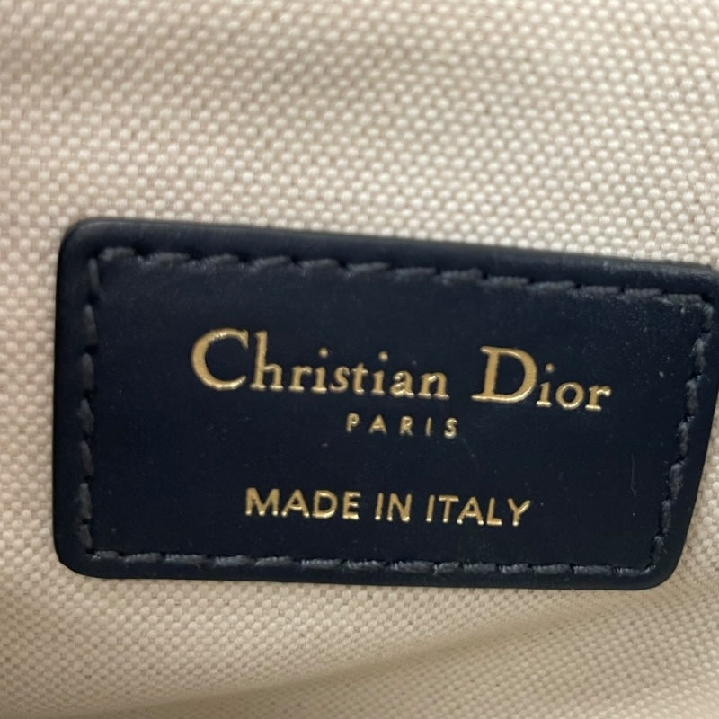 クリスチャン・ディオール Christian Dior ミニサドルバッグ ネイビー GD金具 キャンバス レディース ハンドバッグ