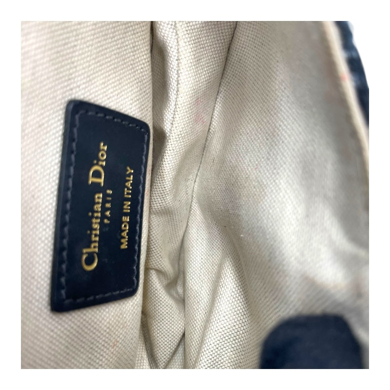 クリスチャン・ディオール Christian Dior ミニサドルバッグ ネイビー GD金具 キャンバス レディース ハンドバッグ