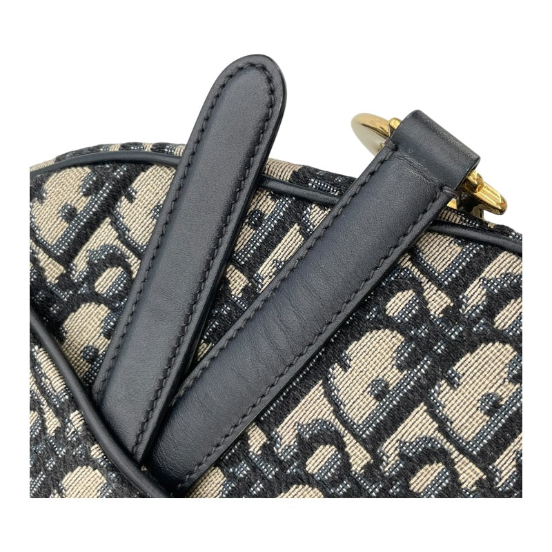 クリスチャン・ディオール Christian Dior ミニサドルバッグ ネイビー GD金具 キャンバス レディース ハンドバッグ