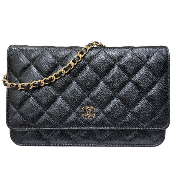 シャネル CHANEL マトラッセチェーンウォレット AP0250 ブラック ゴールド金具 キャビア レディース ショルダーバッグ