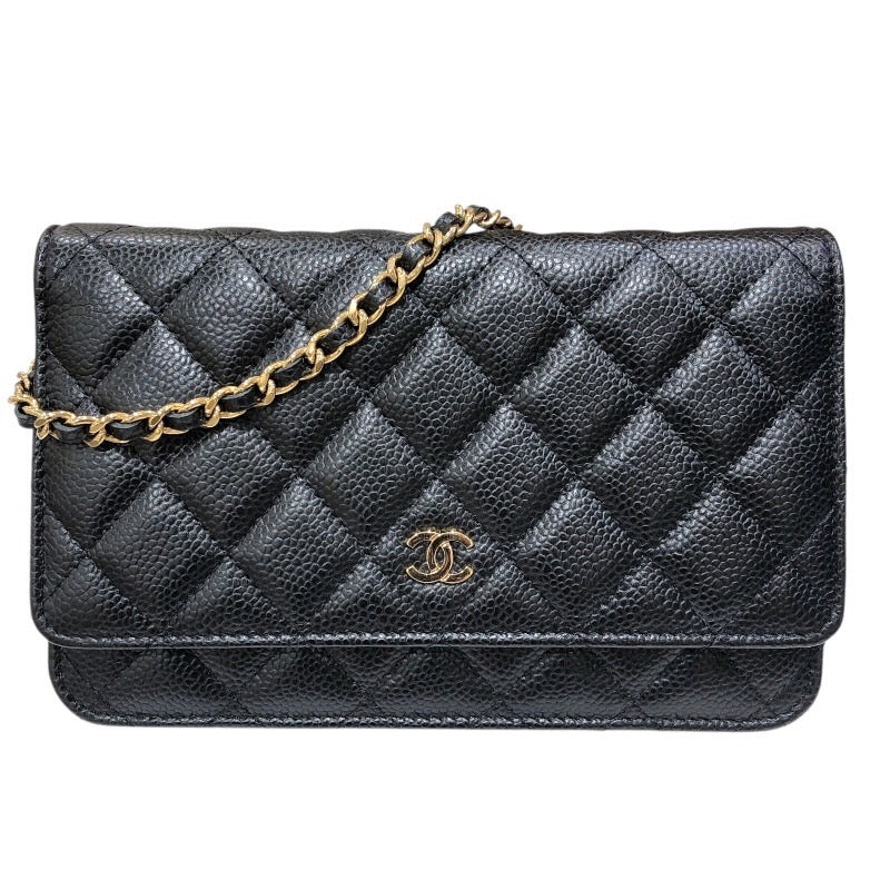 シャネル CHANEL マトラッセチェーンウォレット AP0250 ブラック ゴールド金具 キャビア レディース ショルダーバッグ