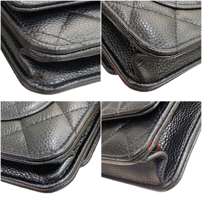 シャネル CHANEL マトラッセチェーンウォレット AP0250 ブラック ゴールド金具 キャビア レディース ショルダーバッグ