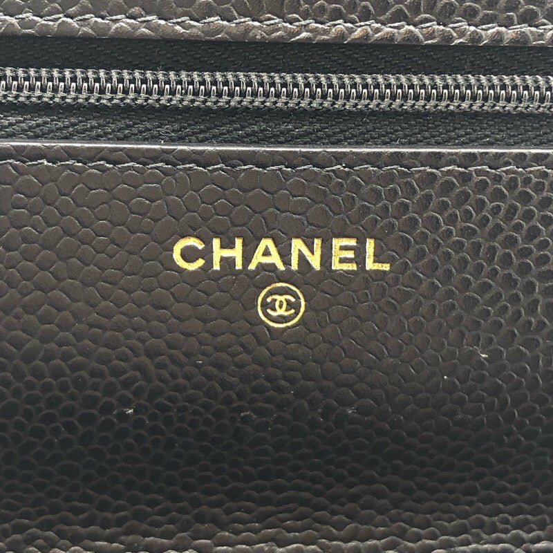 シャネル CHANEL マトラッセチェーンウォレット AP0250 ブラック×GD金具 牛革 キャビアスキン レディース ショルダーバッグ
