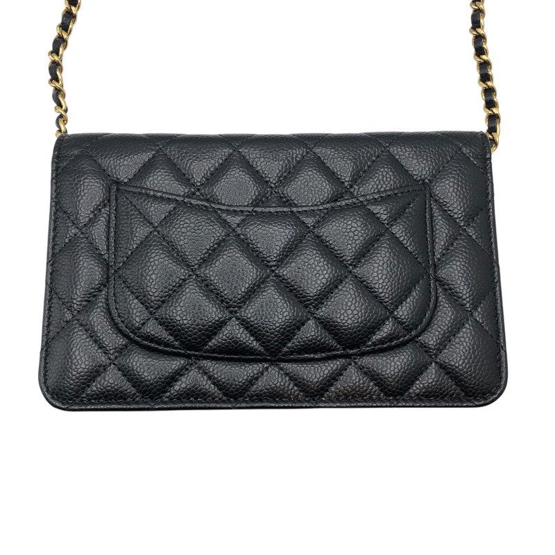 シャネル CHANEL マトラッセチェーンウォレット AP0250 ブラック×GD金具 牛革 キャビアスキン レディース ショルダーバッグ