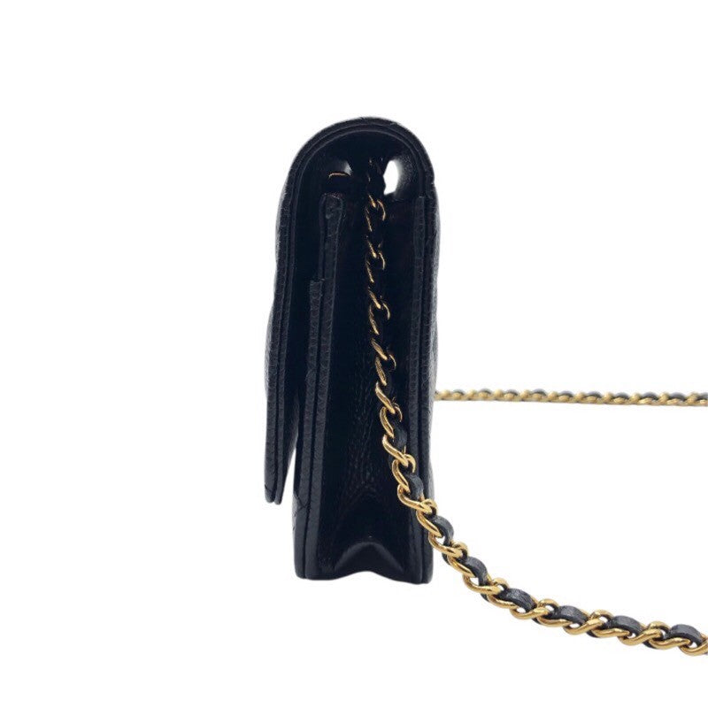 シャネル CHANEL マトラッセチェーンウォレット AP0250 ブラック×GD金具 牛革 キャビアスキン レディース ショルダーバッグ