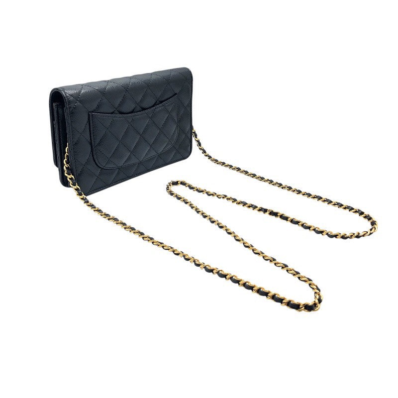 シャネル CHANEL マトラッセチェーンウォレット AP0250 ブラック×GD金具 牛革 キャビアスキン レディース ショルダーバッグ