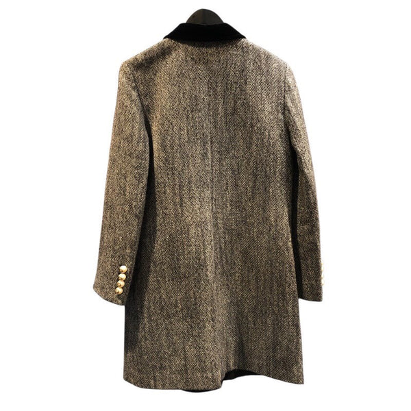 グッチ GUCCI パールロゴボタンツイードコート 516422 グレー ウール レディース その他アウター