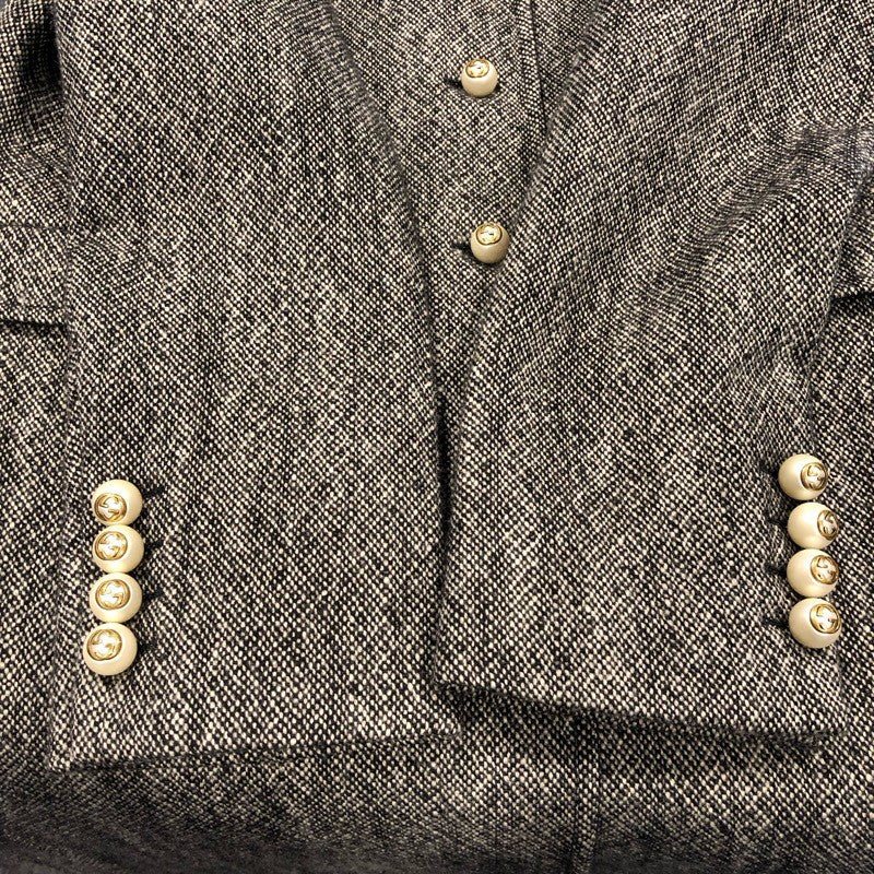 グッチ GUCCI パールロゴボタンツイードコート 516422 グレー ウール レディース その他アウター