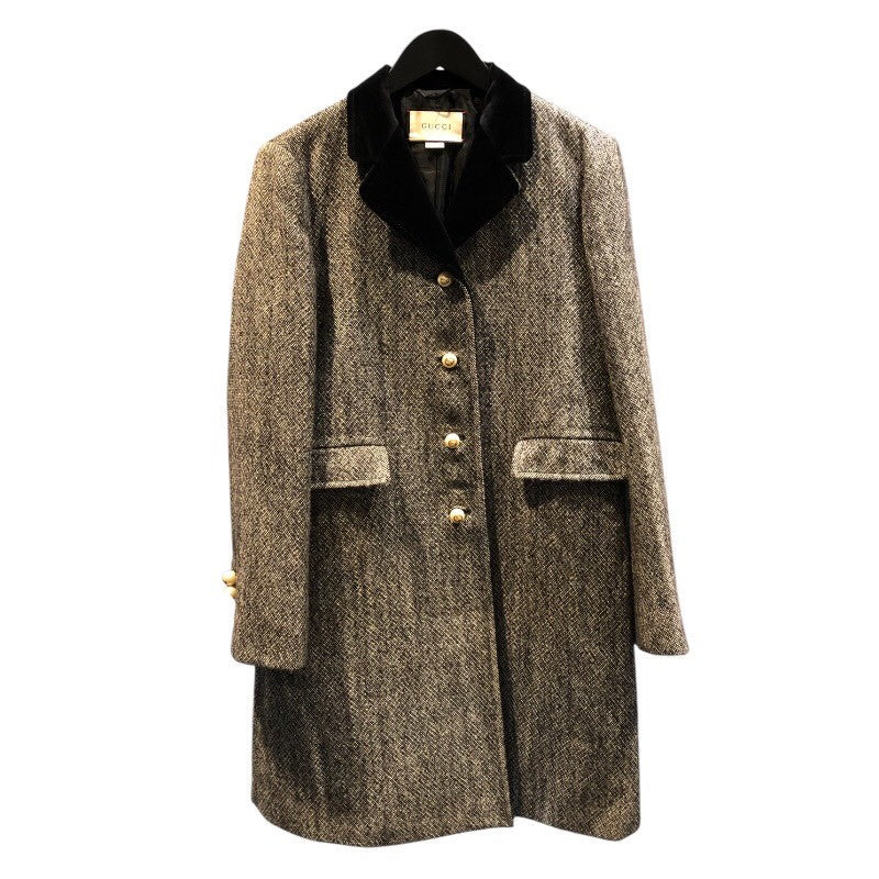 グッチ GUCCI パールロゴボタンツイードコート 516422 グレー ウール レディース その他アウター