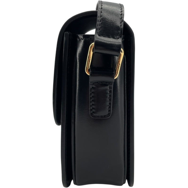 セリーヌ CELINE ティーントリオンフバッグ 188423 ブラック GD金具 シャイニーカーフ レディース ショルダーバッグ