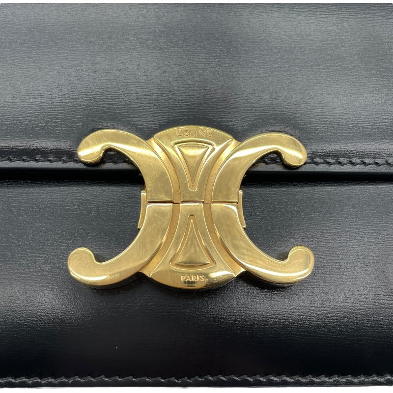 セリーヌ CELINE ティーントリオンフバッグ 188423 ブラック GD金具 シャイニーカーフ レディース ショルダーバッグ