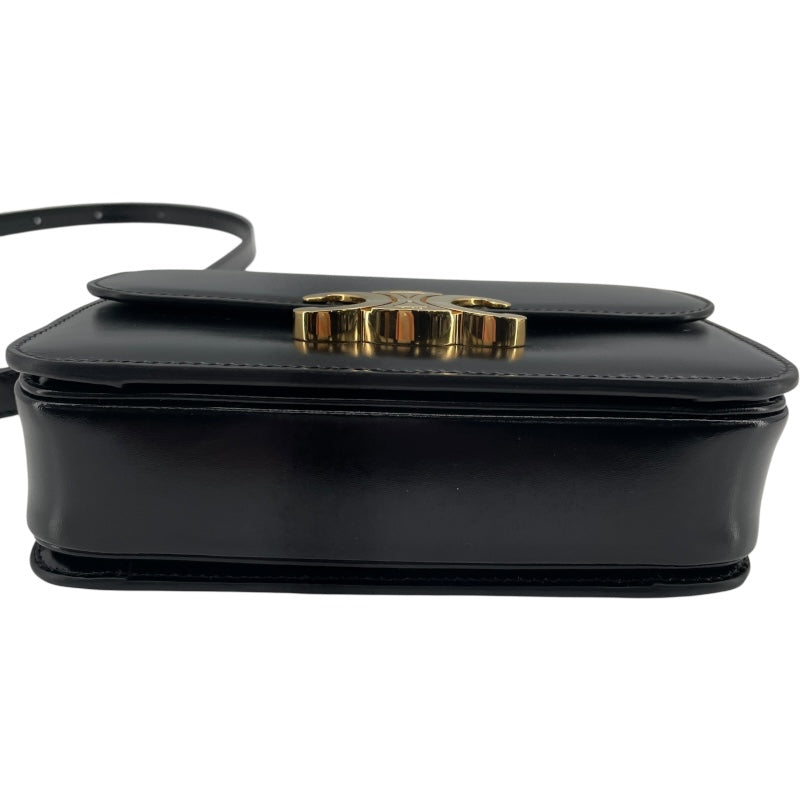 セリーヌ CELINE ティーントリオンフバッグ 188423 ブラック GD金具 シャイニーカーフ レディース ショルダーバッグ