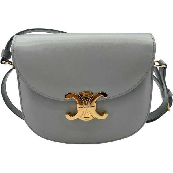 セリーヌ CELINE ティーンプザスクレア 110973 ライトブルー GD金具 シャイニーカーフ レディース ショルダーバッグ