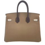 エルメス HERMES バーキン25 トリコロール B刻 エトゥープxグリベールxエベンヌ SV金具 エプソン レディース ハンドバッグ