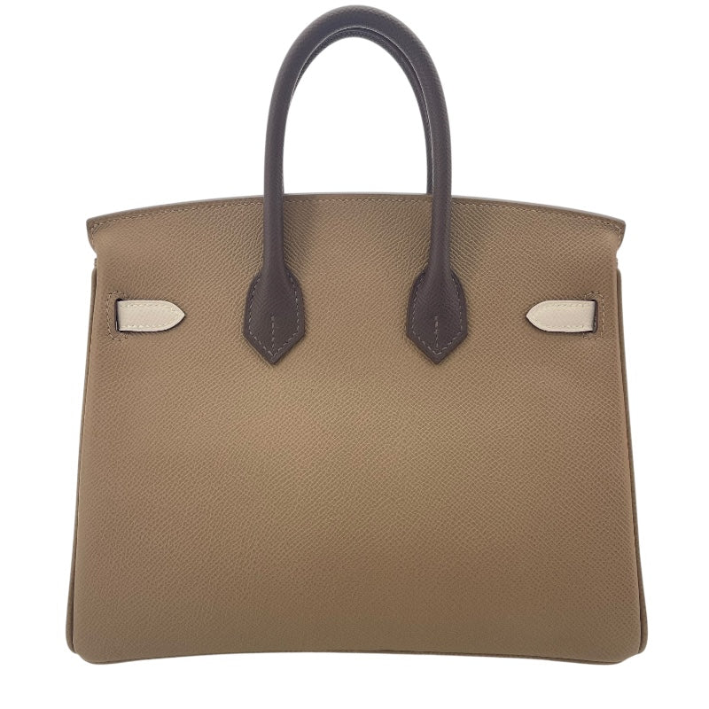エルメス HERMES バーキン25 トリコロール B刻 エトゥープxグリベールxエベンヌ SV金具 エプソン レディース ハンドバッグ
