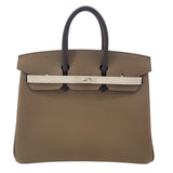 エルメス HERMES バーキン25 トリコロール B刻 エトゥープxグリベールxエベンヌ SV金具 エプソン レディース ハンドバッグ