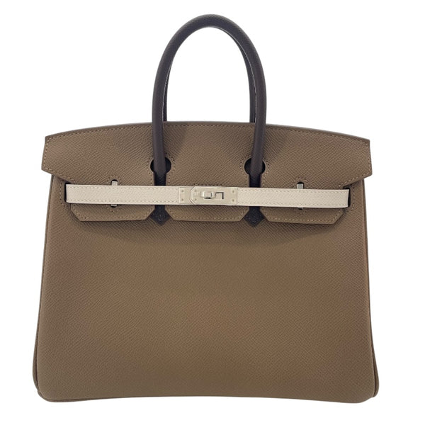エルメス HERMES バーキン25 トリコロール B刻 エトゥープxグリベールxエベンヌ SV金具 エプソン レディース ハンドバッグ