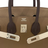 エルメス HERMES バーキン25 トリコロール B刻 エトゥープxグリベールxエベンヌ SV金具 エプソン レディース ハンドバッグ