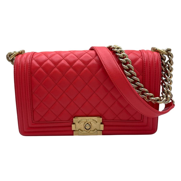 シャネル CHANEL ボーイシャネル25 A67086 23番台 ルージュ系 GD金具 ラムスキン レディース ショルダーバッグ