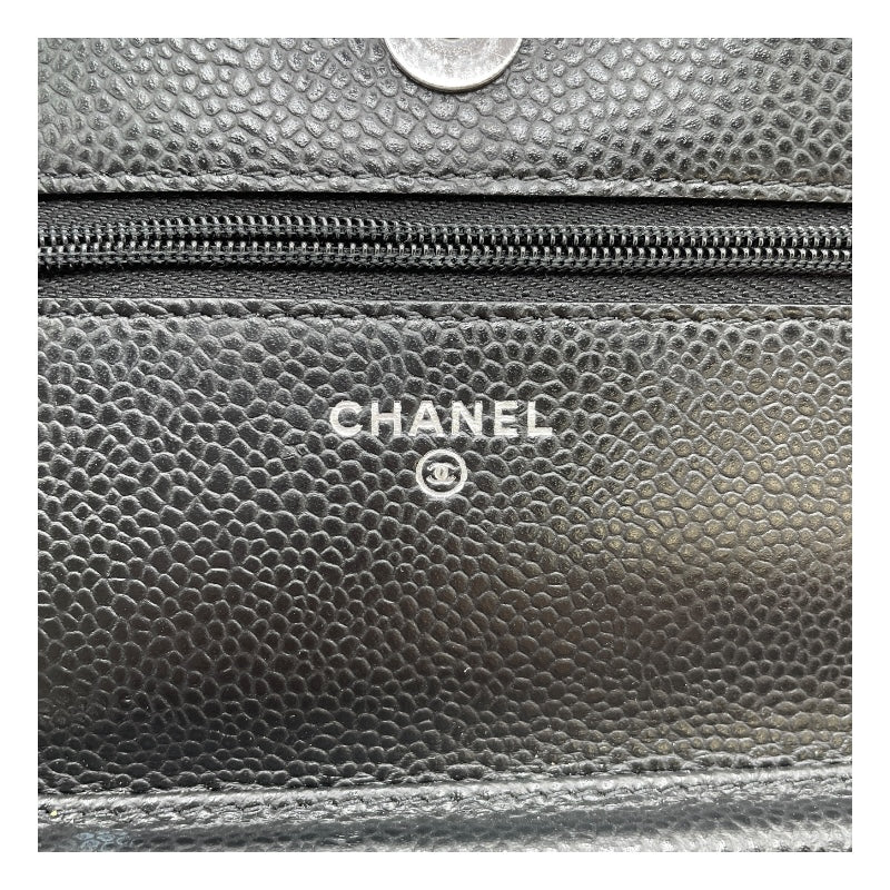 シャネル CHANEL マトラッセチェーンウォレット AP0250 ブラック SV金具 キャビアスキン レディース ウォレットチェーン