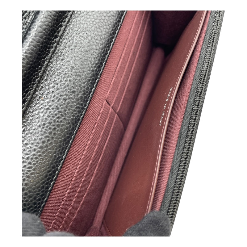 シャネル CHANEL マトラッセチェーンウォレット AP0250 ブラック SV金具 キャビアスキン レディース ウォレットチェーン