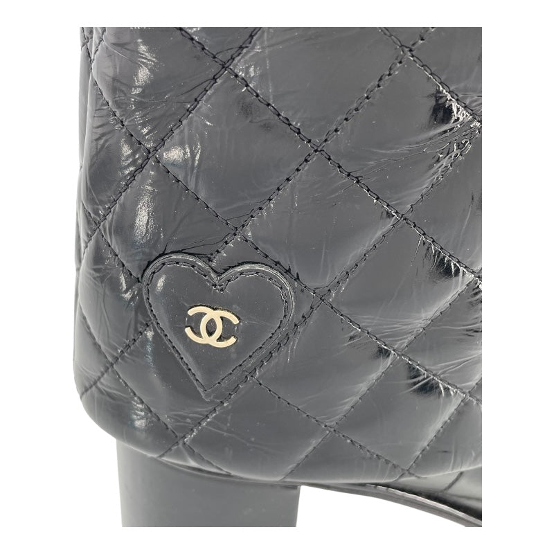 シャネル CHANEL ココマークキルティングブーツ G33209 ブラック レザー レディース ブーツ