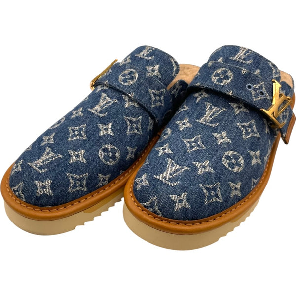 ルイ・ヴィトン LOUIS VUITTON LVコージーライン モノグラムミュールサンダル BM0230 ブルー デニム メンズ サンダル