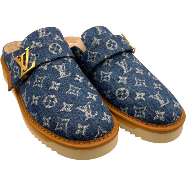 ルイ・ヴィトン LOUIS VUITTON LVコージーライン モノグラムミュールサンダル BM0230 ブルー デニム メンズ サンダル