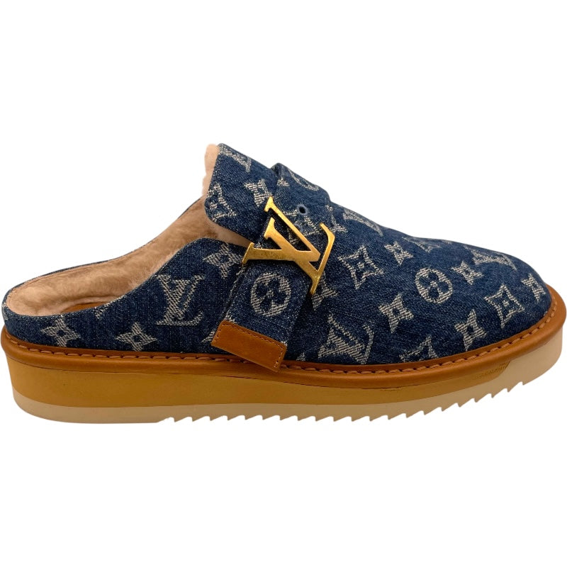 ルイ・ヴィトン LOUIS VUITTON LVコージーライン モノグラムミュールサンダル BM0230 ブルー デニム メンズ サンダル