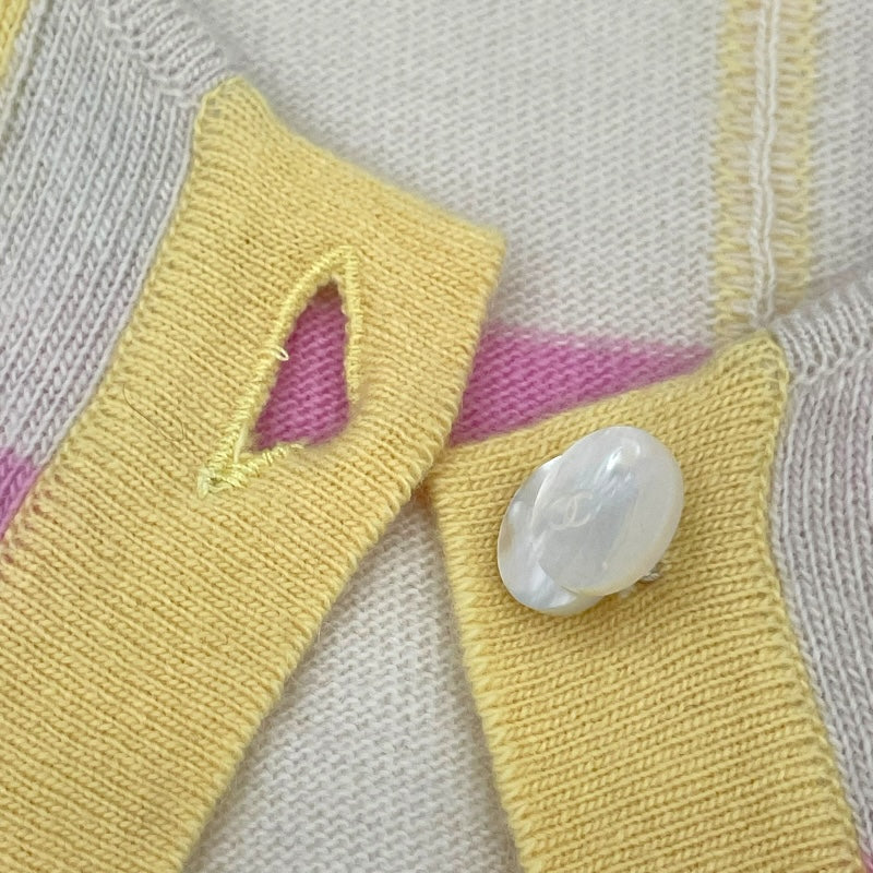 シャネル CHANEL チェック柄ニットカーディガン P12382 アイボリー カシミア レディース カーディガン