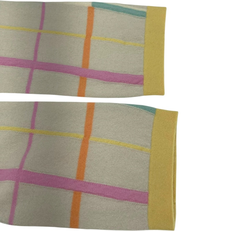 シャネル CHANEL チェック柄ニットカーディガン P12382 アイボリー カシミア レディース カーディガン