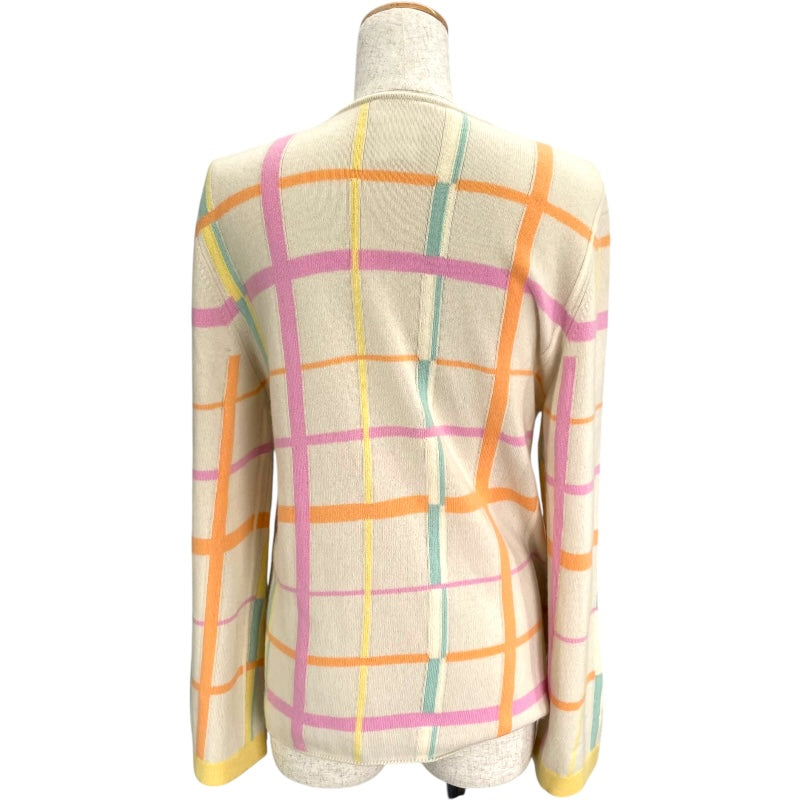 シャネル CHANEL チェック柄ニットカーディガン P12382 アイボリー カシミア レディース カーディガン