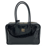 ミュウミュウ miu miu ボーバッグ 5BB117 ブラック GD金具 パテントレザー レディース ハンドバッグ
