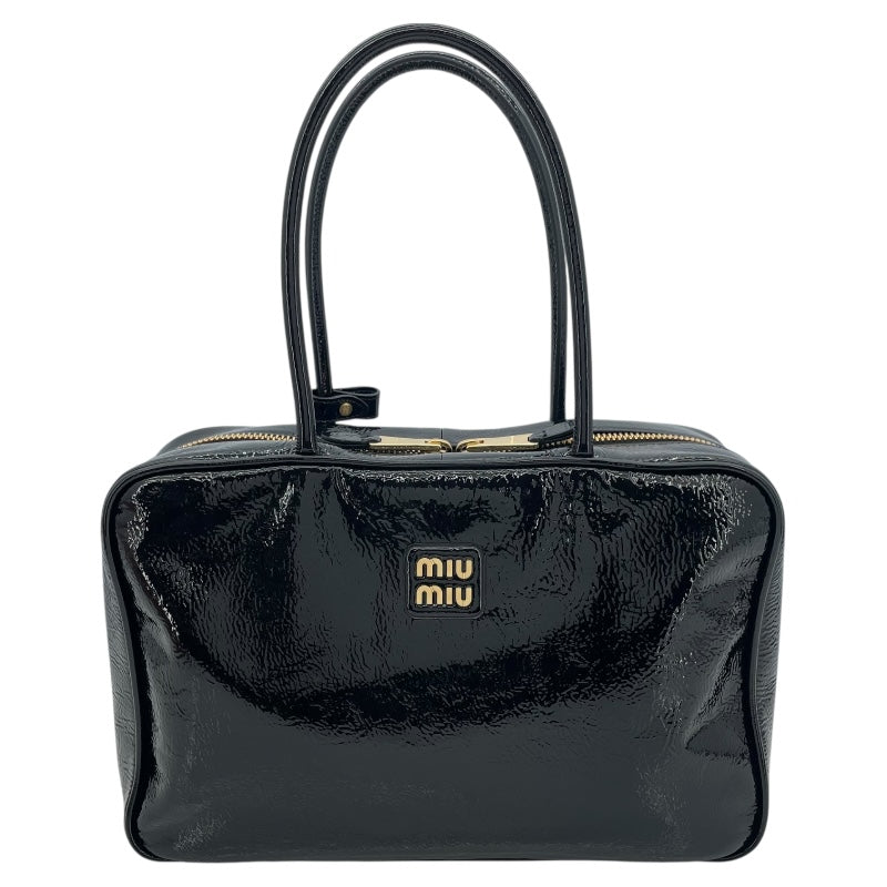 ミュウミュウ miu miu ボーバッグ 5BB117 ブラック GD金具 パテントレザー レディース ハンドバッグ