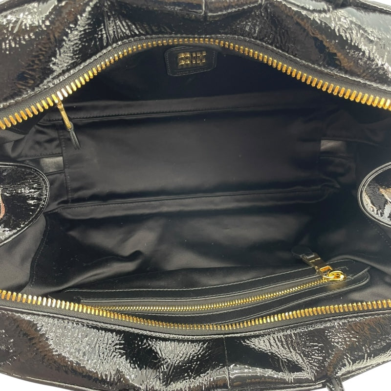 ミュウミュウ miu miu ボーバッグ 5BB117 ブラック GD金具 パテントレザー レディース ハンドバッグ