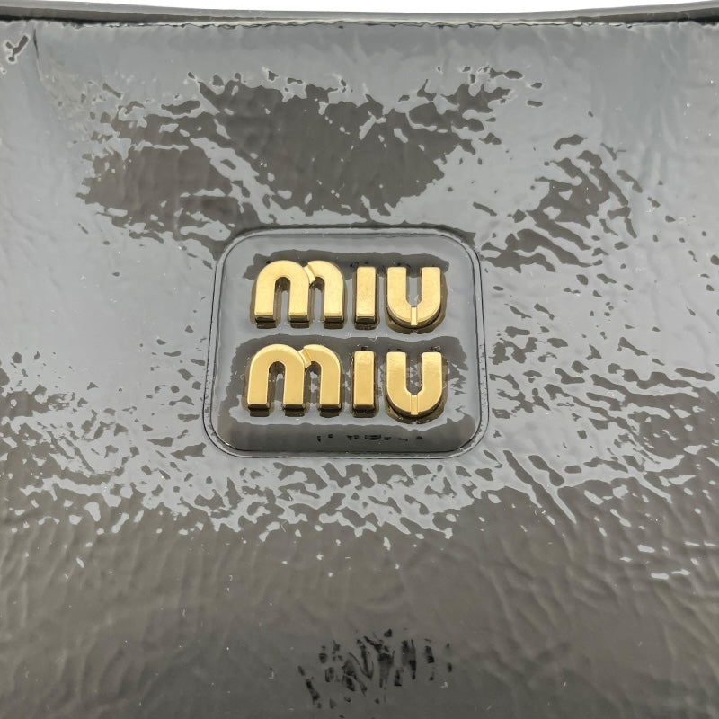 ミュウミュウ miu miu ボーバッグ 5BB117 ブラック GD金具 パテントレザー レディース ハンドバッグ