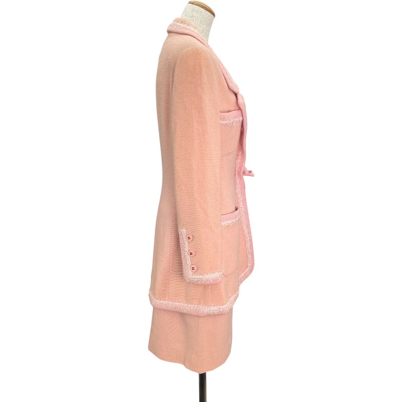 シャネル CHANEL ココマークボタンジャケット&スカート P04100 ピンク ウール レディース セットアップ