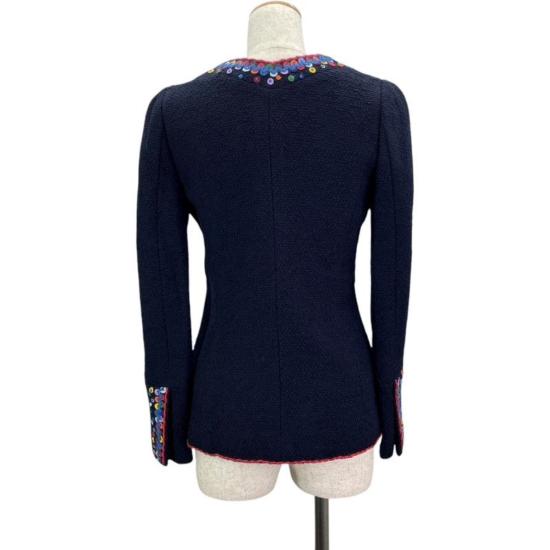 シャネル CHANEL 刺繍装飾ツイードセットアップ P09712V05945 ネイビー ツイード レディース セットアップ