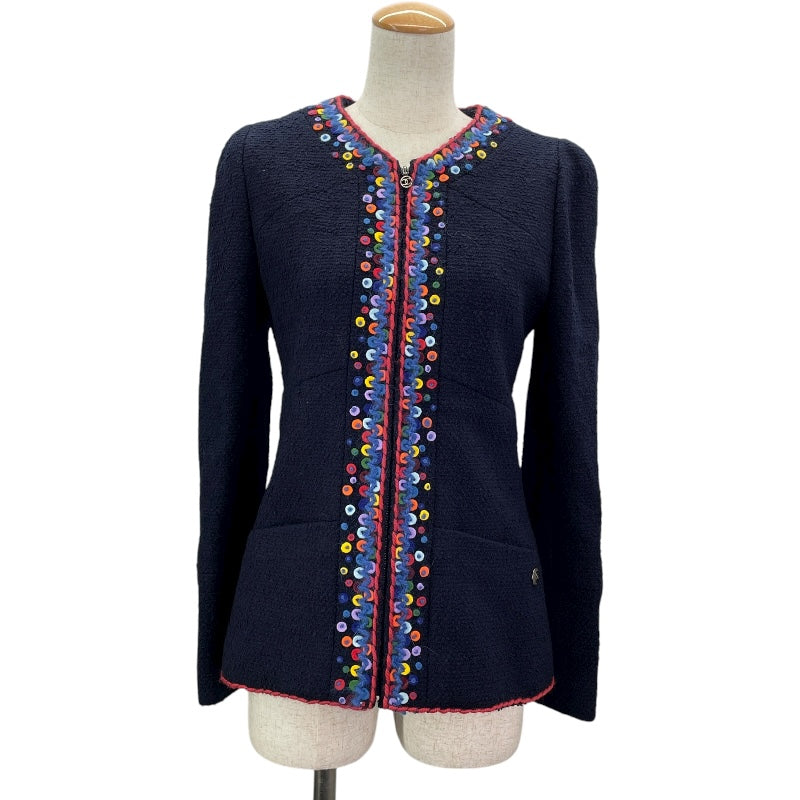 シャネル CHANEL 刺繍装飾ツイードセットアップ P09712V05945 ネイビー ツイード レディース セットアップ