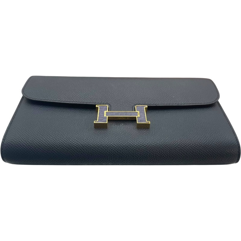 エルメス HERMES コンスタンス トゥーゴ― タッチ W刻印 ブルーインディゴ GD金具 エプソン/アリゲーター レディース 長財布