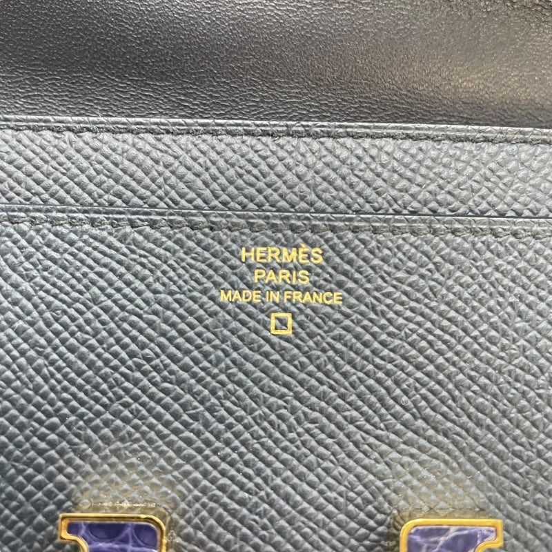 エルメス HERMES コンスタンス トゥーゴ― タッチ W刻印 ブルーインディゴ GD金具 エプソン/アリゲーター レディース 長財布