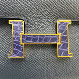 エルメス HERMES コンスタンス トゥーゴ― タッチ W刻印 ブルーインディゴ GD金具 エプソン/アリゲーター レディース 長財布