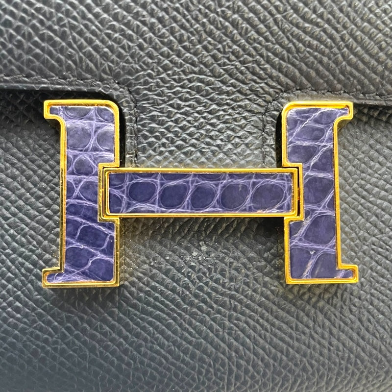 エルメス HERMES コンスタンス トゥーゴ― タッチ W刻印 ブルーインディゴ GD金具 エプソン/アリゲーター レディース 長財布