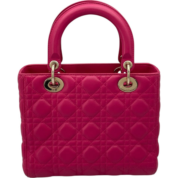 クリスチャン・ディオール Christian Dior レディディオールミディアム ピンク GD金具 カナージュ レディース ハンドバッグ
