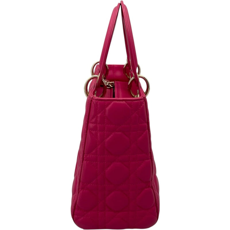 クリスチャン・ディオール Christian Dior レディディオールミディアム ピンク GD金具 カナージュ レディース ハンドバッグ
