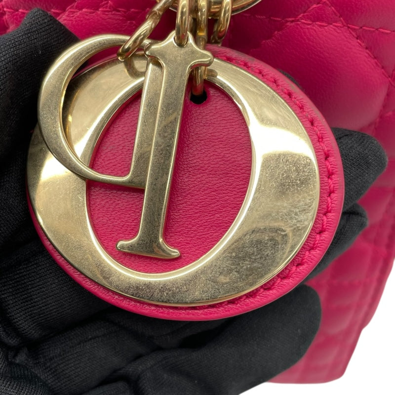 クリスチャン・ディオール Christian Dior レディディオールミディアム ピンク GD金具 カナージュ レディース ハンドバッグ